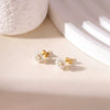 Wholesale Titanium Steel Pearl Earrings Simple Geometric Retro Electroplated For Women