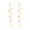 Wholesale Titanium Steel Pearl Hollow Leaf Long Hanging Earrings For Women With Electroplating Design