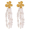 Wholesale Titanium Steel Pearl Tassel Flower Earrings For Women Geometric Pattern Electroplated Stainless Steel Jewelry