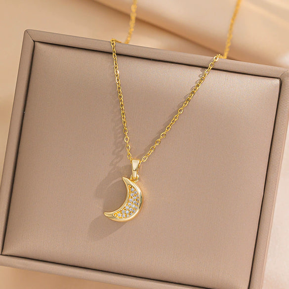 Wholesale Titanium Steel Pendant Necklace With Geometric Pattern Real Gold Plated Snake Bone Chain Vacuum Plated For Women