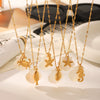 Wholesale Titanium Steel Pendant Necklace With Starfish Conch Shell Design Ocean Wind Vacation Style Vacuum Plating For Women