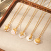 Wholesale Titanium Steel Pendant Necklace With Starfish Conch Shell Design Ocean Wind Vacation Style Vacuum Plating For Women