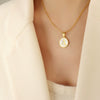 Wholesale 316L Stainless Steel Personality Letters Round Seashell Necklace With Electroplating For Women