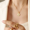 Wholesale 316L Stainless Steel Personality Letters Round Seashell Necklace With Electroplating For Women