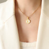Wholesale 316L Stainless Steel Personality Letters Round Seashell Necklace With Electroplating For Women