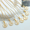 Wholesale 316L Stainless Steel Personality Letters Round Seashell Necklace With Electroplating For Women