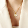 Wholesale 316L Stainless Steel Personality Letters Round Seashell Necklace With Electroplating For Women