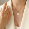 Wholesale 316L Stainless Steel Personality Letters Round Seashell Necklace With Electroplating For Women