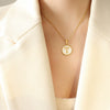 Wholesale 316L Stainless Steel Personality Letters Round Seashell Necklace With Electroplating For Women