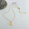 Wholesale 316L Stainless Steel Personality Necklace With Irregular Oval Shape Geometric Pattern And 18K Gold Plated Embossed Rose Design