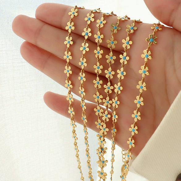 Wholesale 316L Stainless Steel Plant Flowers Dripping Oil Necklace Bracelet
