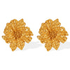 Wholesale 316L Stainless Steel Plated 18K Gold Exaggerated Flower And Leaf Ear Stud Earrings For Women