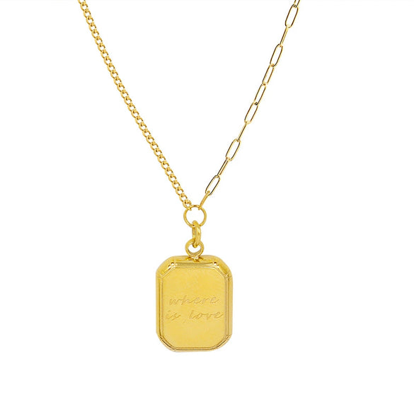 Wholesale 316L Stainless Steel Plated 18K Gold Pendant Necklace For Women With Geometric Letters Pattern And Simple Style