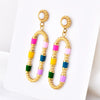 Wholesale Titanium Steel Plated Rectangular Earrings With Cartoon Character U Shaped Geometric Animal Zodiac Patterns