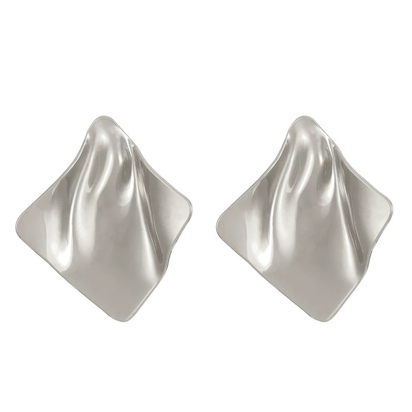 Wholesale Titanium Steel Pleated Geometric Earrings With Electroplating Treatment Retro And Smooth Irregular Design For Women