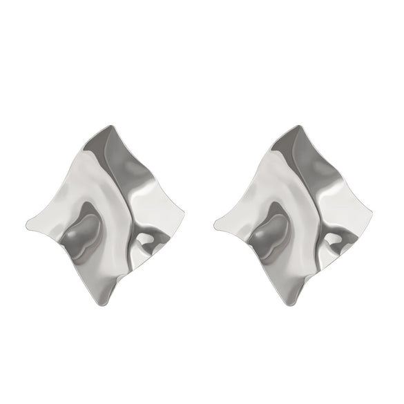 Wholesale Titanium Steel Pleated Geometric Earrings With Electroplating Treatment Retro And Smooth Irregular Design For Women