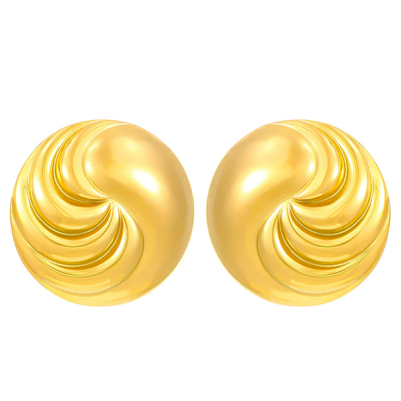 Wholesale Titanium Steel Pleated Geometric Earrings With Electroplating Treatment Retro And Smooth Irregular Design For Women