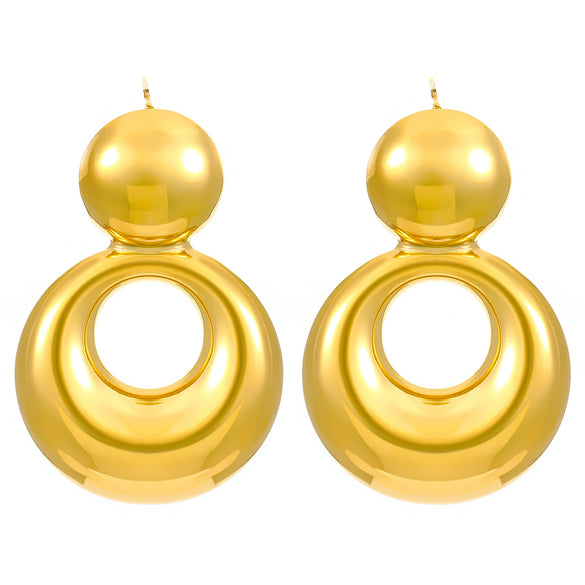Wholesale Titanium Steel Pleated Geometric Earrings With Electroplating Treatment Retro And Smooth Irregular Design For Women