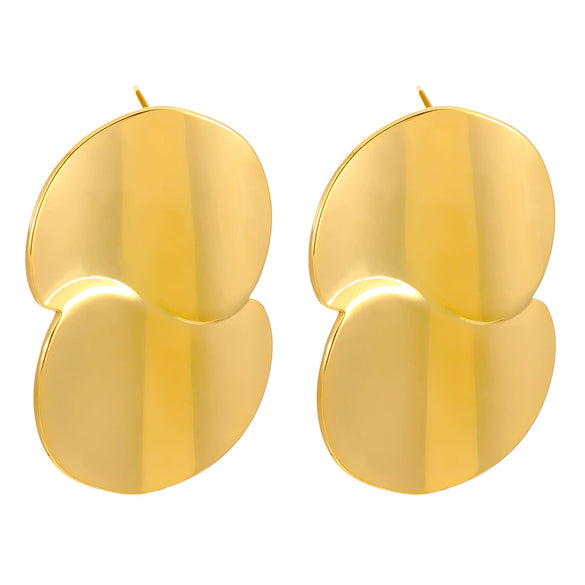 Wholesale Titanium Steel Pleated Geometric Earrings With Electroplating Treatment Retro And Smooth Irregular Design For Women