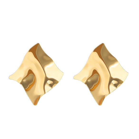 Wholesale Titanium Steel Pleated Geometric Earrings With Electroplating Treatment Retro And Smooth Irregular Design For Women