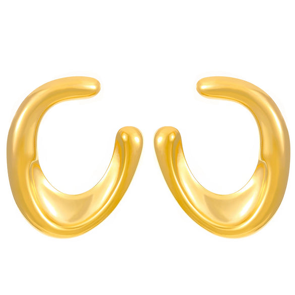 Wholesale Titanium Steel Pleated Geometric Earrings With Electroplating Treatment Retro And Smooth Irregular Design For Women