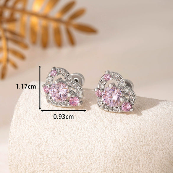 Wholesale Titanium Steel Princess Style Inlaid Zircon Ear Nail With Eight Heart Eight Arrows Design