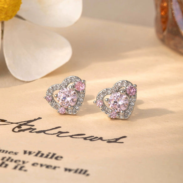 Wholesale Titanium Steel Princess Style Inlaid Zircon Ear Nail With Eight Heart Eight Arrows Design