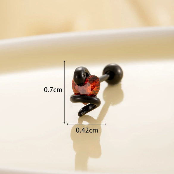 Wholesale Titanium Steel Punk Style Snake Shaped Ear Studs Set With Precious Stones For Women