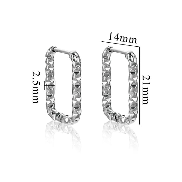 Wholesale Titanium Steel Rectangular Irregular Hammer Pattern Electroplated Unisex Simple Geometric Earrings