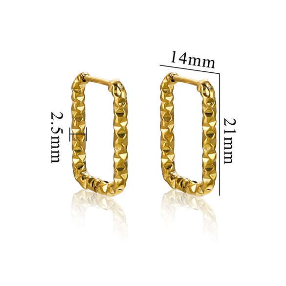 Wholesale Titanium Steel Rectangular Irregular Hammer Pattern Electroplated Unisex Simple Geometric Earrings