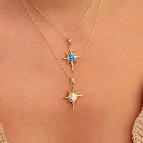 Wholesale Titanium Steel Retro Artistic Hexagram Ochain Clavicle Necklace With 18K Gold Plated