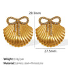 Wholesale 316L Stainless Steel Retro Bow Set Earrings And Necklace With Rhinestones And Electroplating Treatment