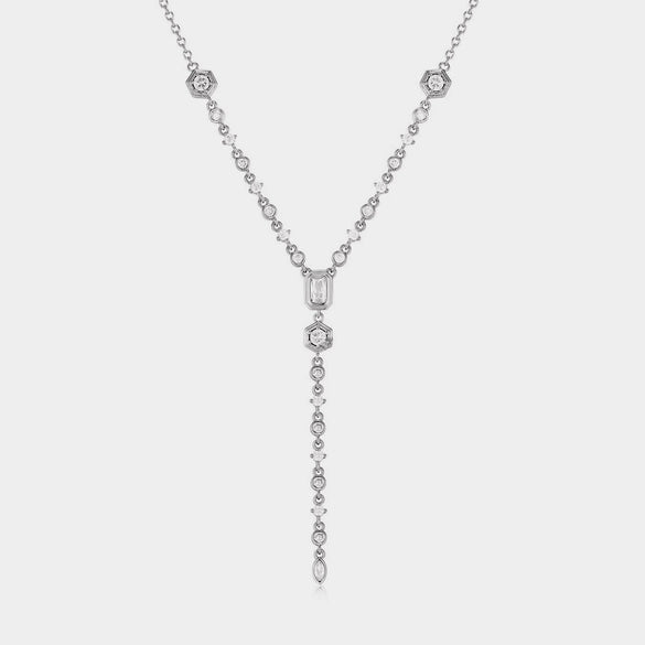 Wholesale Titanium Steel Retro Cuban Chain Necklace With Constellation And Geometric Pattern Electroplated Tassel Zircon