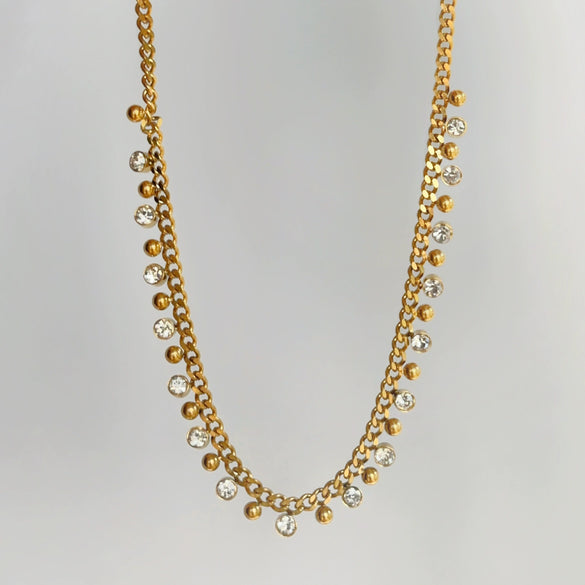 Wholesale Titanium Steel Retro Cuban Chain Necklace With Constellation And Geometric Pattern Electroplated Tassel Zircon