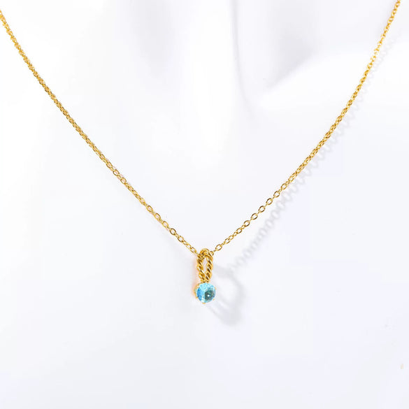 Wholesale Titanium Steel Retro Geometric Diamond Design Round Pendant Ochain Necklace For Women With Twelve Birthstones