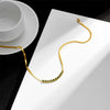 Wholesale Titanium Steel Retro Geometric Diamond Inlaid Necklace And Bracelet With Box Chain