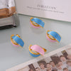 Wholesale 316L Stainless Steel Retro Geometric Double Leaf Earrings With Color Glaze And Electroplating