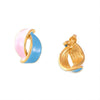 Wholesale 316L Stainless Steel Retro Geometric Double Leaf Earrings With Color Glaze And Electroplating