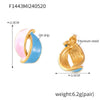 Wholesale 316L Stainless Steel Retro Geometric Double Leaf Earrings With Color Glaze And Electroplating
