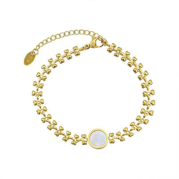 Wholesale Titanium Steel Retro Natural Style Wheat Ear Pattern Electroplated Women's Bracelet Jewelry