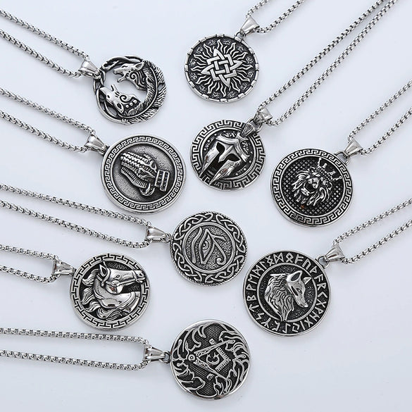 Wholesale Titanium Steel Retro Punk Hip Hop Geometric Men's Necklace With Polishing Treatment
