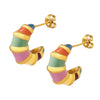 Wholesale 316L Stainless Steel Retro Style Geometric Striped Enamel Oil Drop Electroplated Earrings