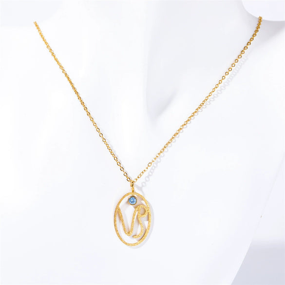 Wholesale Titanium Steel Retro Twelve Constellation Pendant Necklace With Electroplating Treatment And Ochain