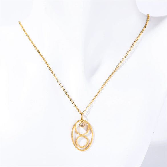 Wholesale Titanium Steel Retro Twelve Constellation Pendant Necklace With Electroplating Treatment And Ochain