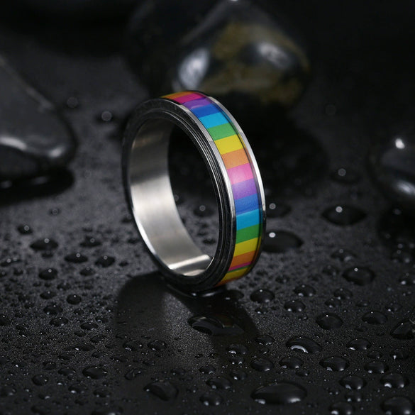 Wholesale Titanium Steel Ring Electroplating Unisex Style With Letters Numbers Text For Decompression