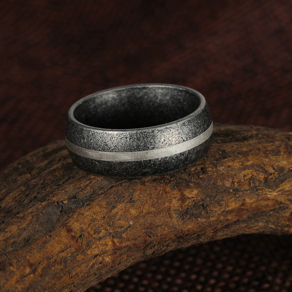 Wholesale Titanium Steel Ring Geometric Design Distressed Style Unisex