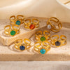 Wholesale Titanium Steel Ring Geometric Heart U Shape Retro Style Electroplated