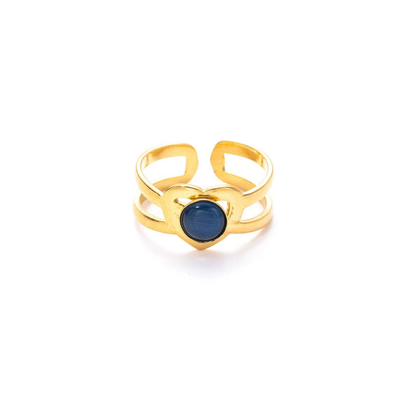 Wholesale Titanium Steel Ring Geometric Heart U Shape Retro Style Electroplated