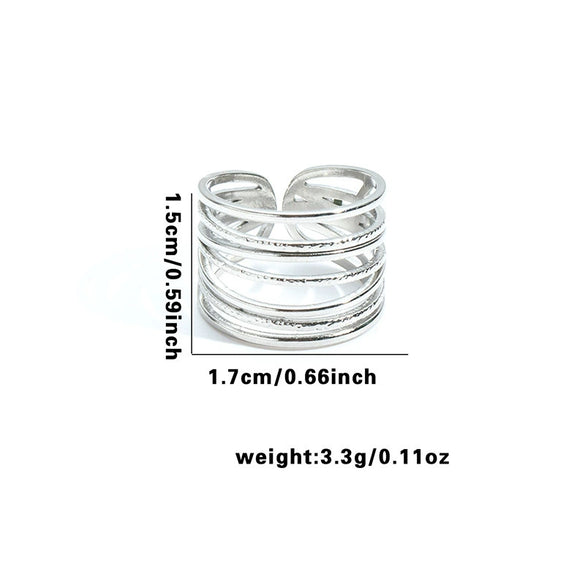 Wholesale Titanium Steel Ring Geometric Irregular Snake Line Multi Layer Retro Style For Women