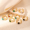 Wholesale Titanium Steel Ring Geometric Style Electroplated Inlaid With Natural Stone Retro Fashion Doublelayer Open Ring For Women